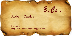 Bider Csaba névjegykártya