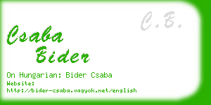 csaba bider business card